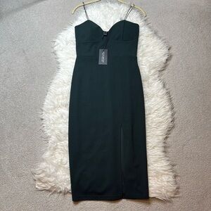 NWT Revamped Dark Green Dress with Front Slit - XS